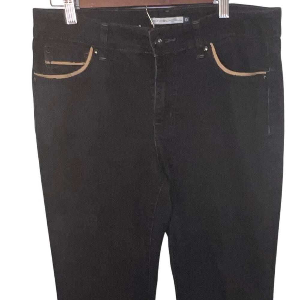 Bandolino Elly Womens 10 Jean black dark wash faux leather embroidered bootcut